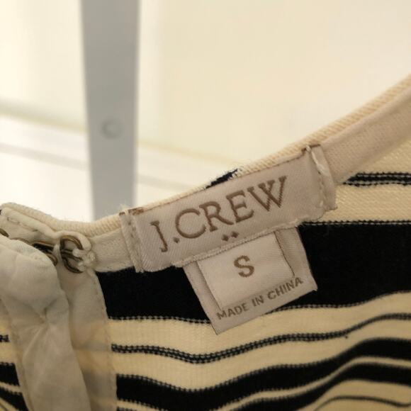 J. Crew NWOT Women's Villla Black Cream Fit & Flare Striped Sleeveless Dress S - Picture 4 of 8